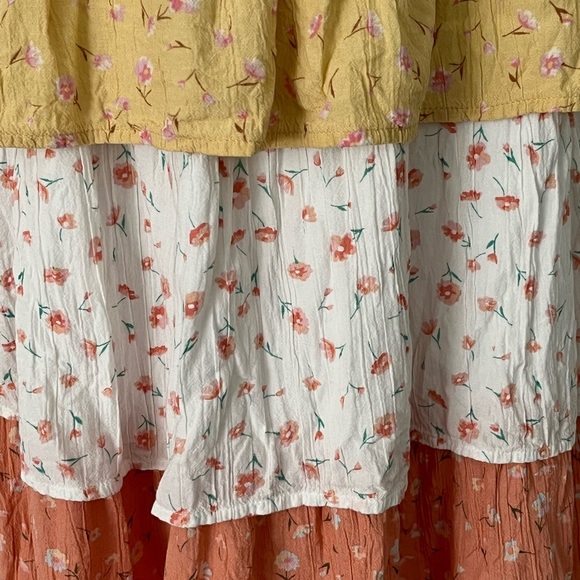 American Eagle Ditsy Floral Smocked Tiered Mini Dress size Large Summer Cottage - Picture 8 of 13